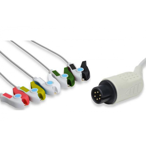 Kabel kompletny EKG AAMI, 5 odprowadzeń, klamra, wtyk 6 pin